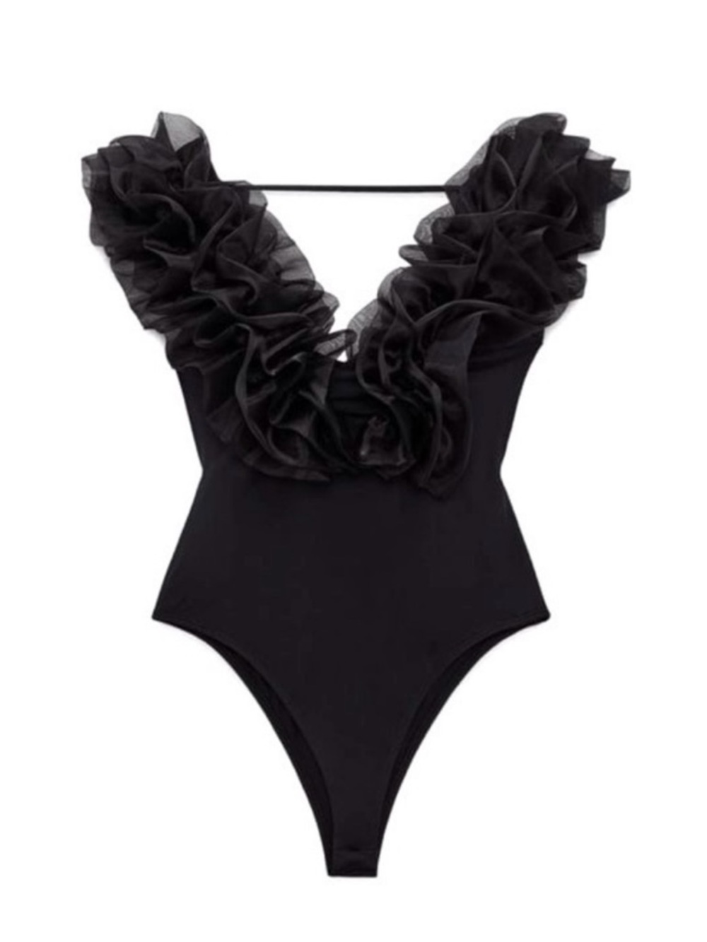 ZARA Women’s ruffled organza sleeveless bodysuit🖤🖤